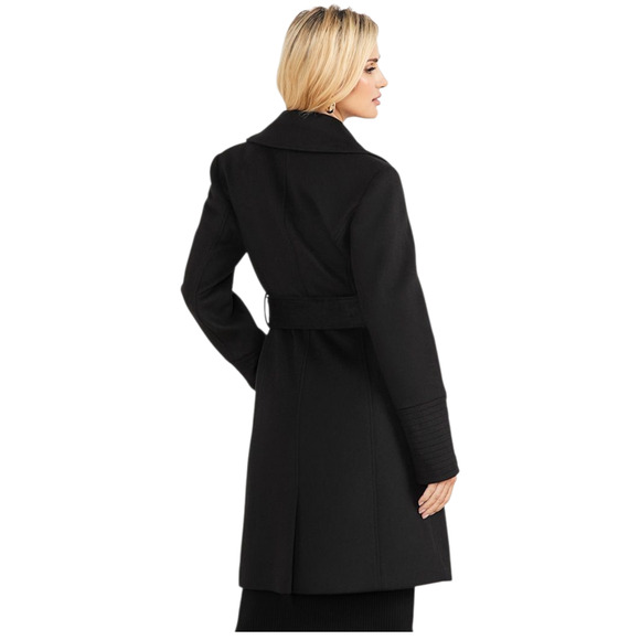 $380 NWT Marciano Loreta Women’s Wool Blend Belted Coat Size 8 Black Fur Collar - Picture 4 of 16